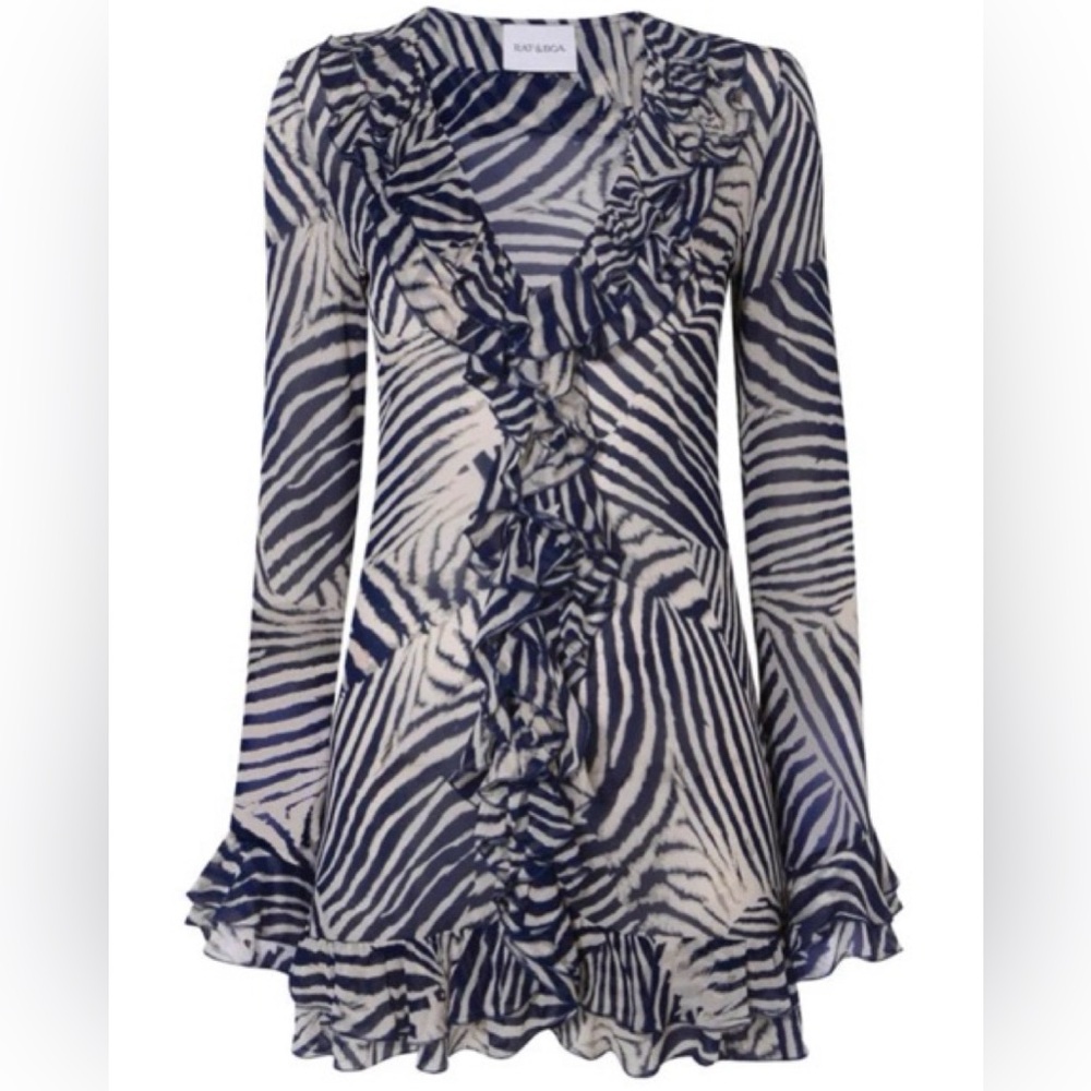 Rat and boa Navy & Ivory Zebra Ruffle dress